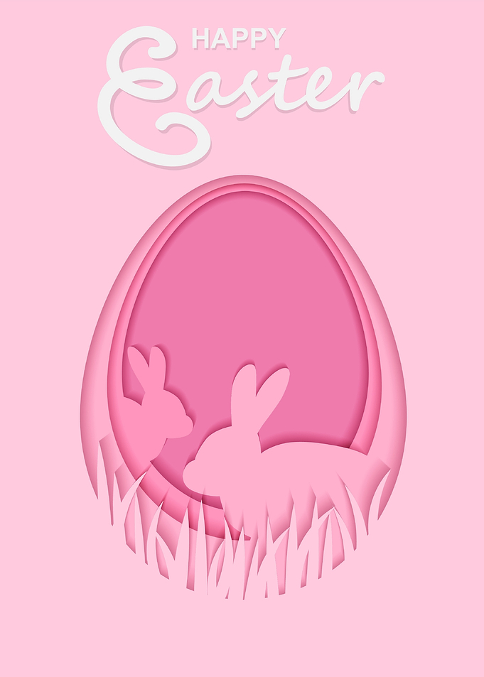Happy Easter Egg with Bunnies