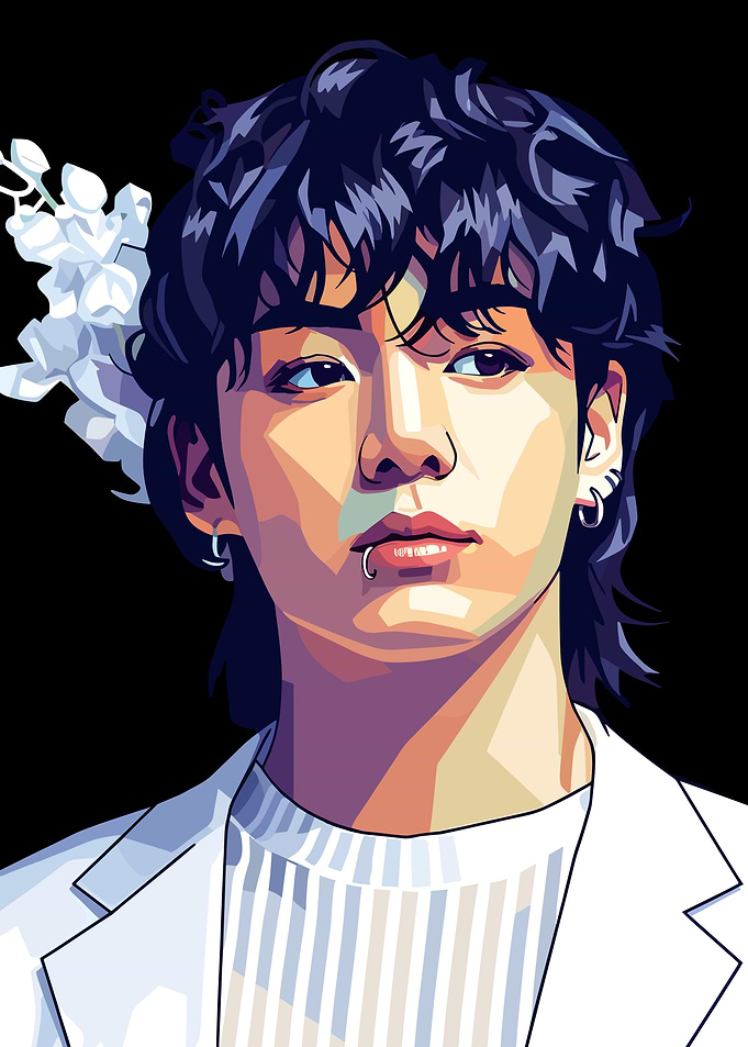 Pop Art Portrait of a Man with Flowers