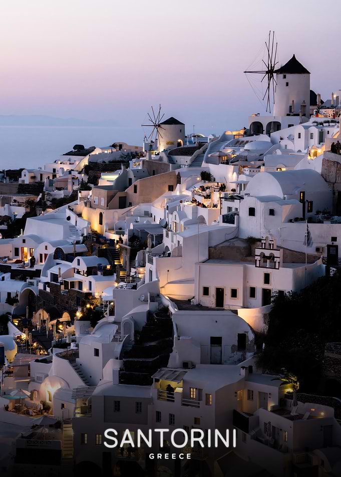 Santorini Greece at Dusk