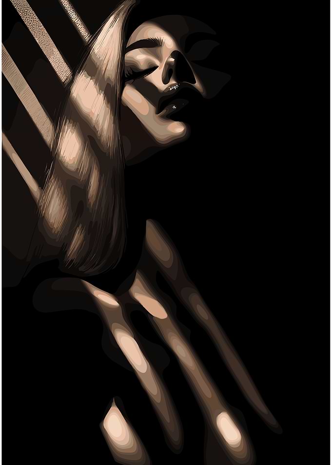 Woman in Dramatic Light and Shadow