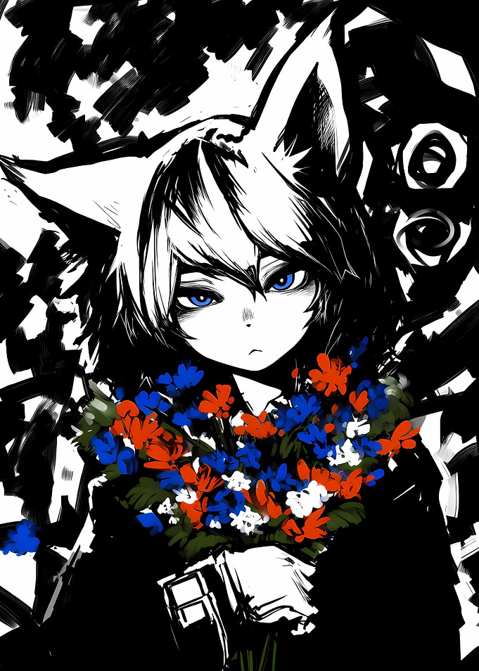 Anime Character with Flowers
