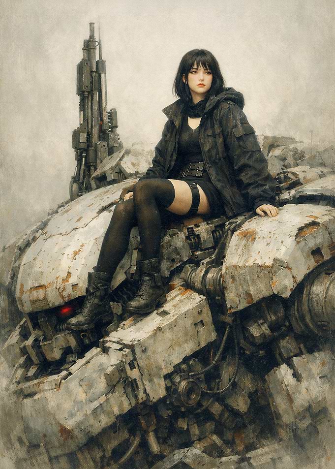 Woman on a Giant Mech