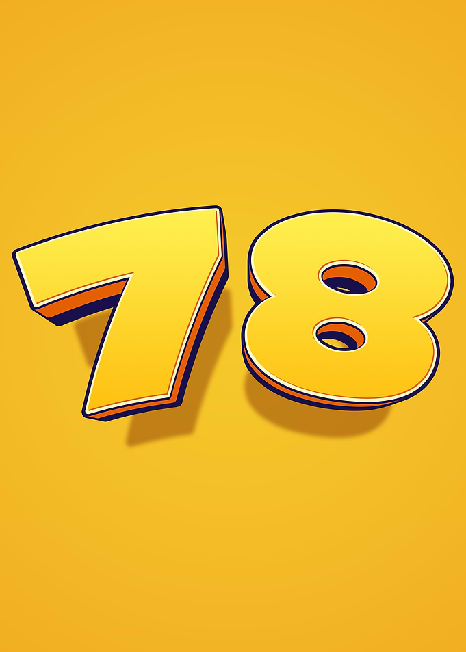 Number 78 in Yellow