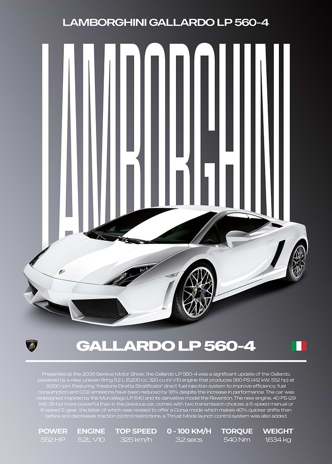 Lamborghini Gallardo LP 560-4 Car Poster
