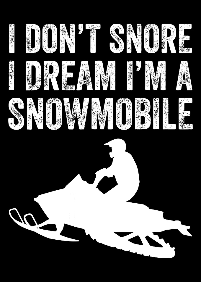 I Don't Snore Snowmobile Poster, Funny Winter Humor Wall Art, Vintage Sled Print
