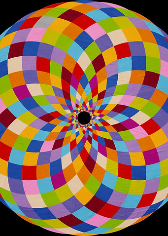 Colorful Geometric Swirl with Black Center