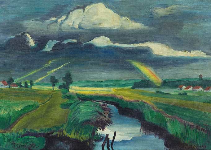 Stormy Landscape with Rainbow