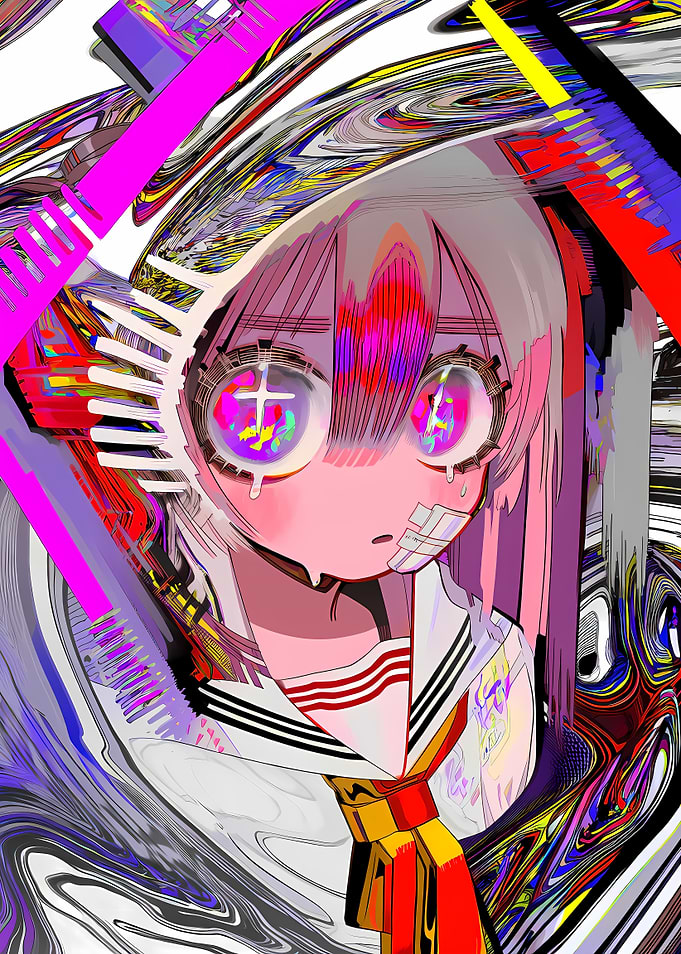 Distorted Anime Girl Portrait