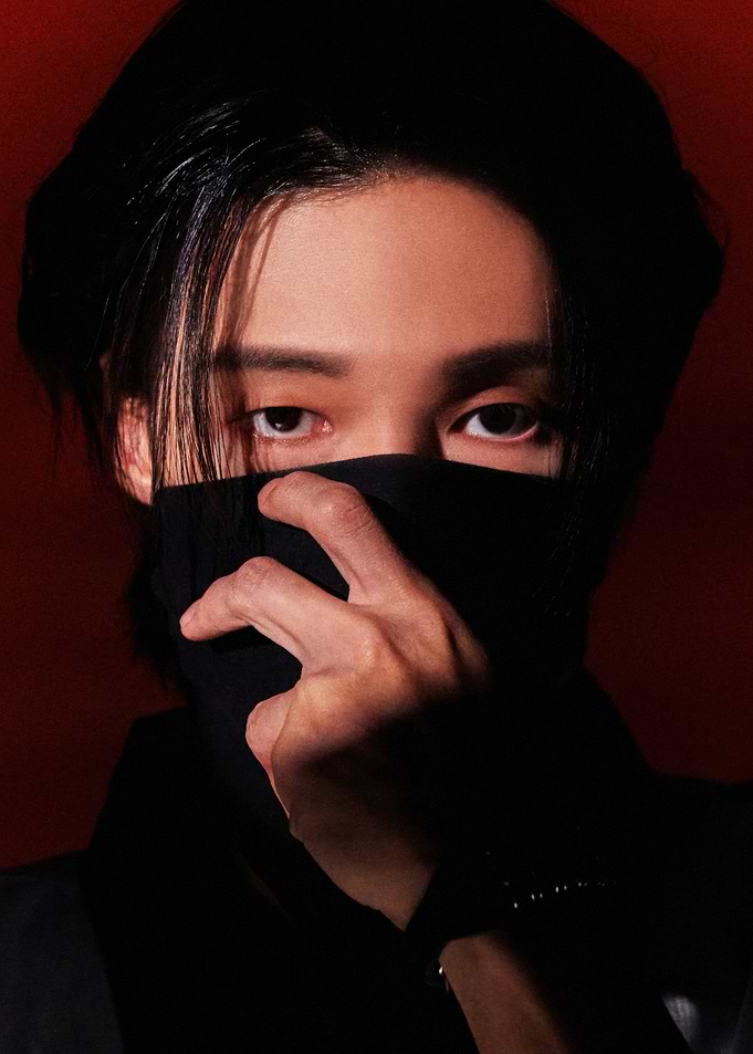 ateez with Mask and Intense Eyes
