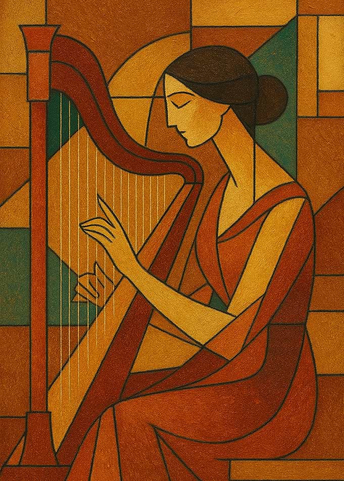 Woman Playing Harp