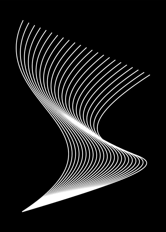 Abstract White Lines on Black Background