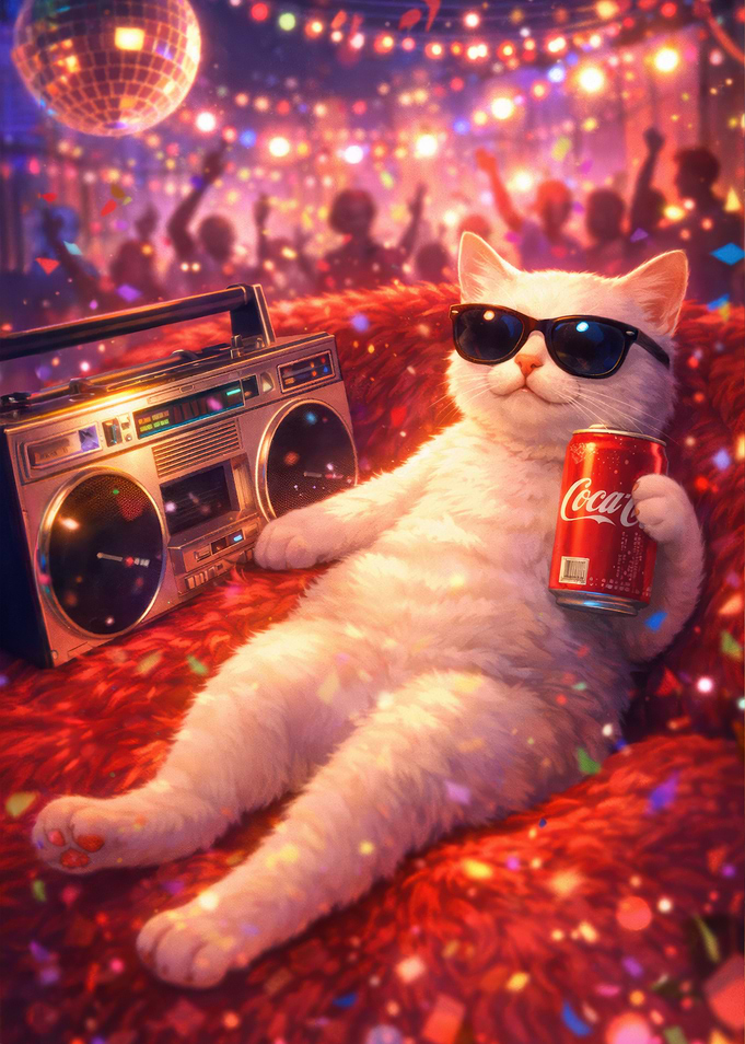 Cool Cat at a Disco Party