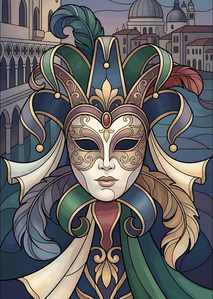 Modern Venice Carnival Stained Glass Masquerade Mask Italian Art