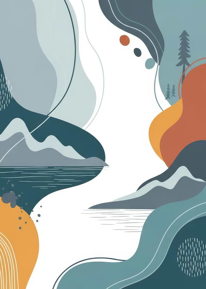 Abstract Landscape with Mountains and Water