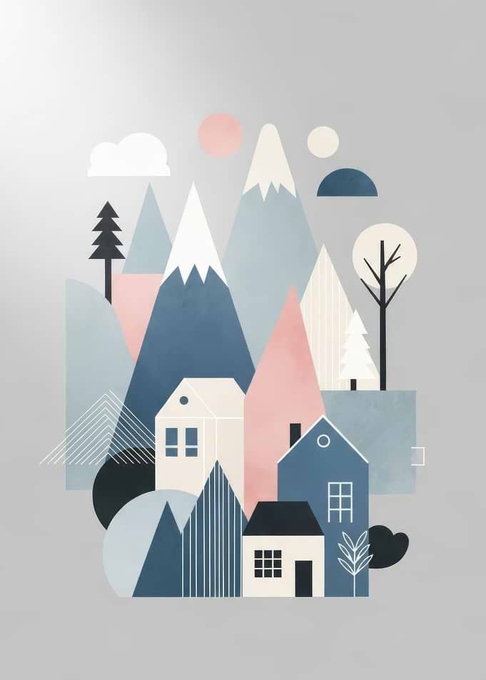 Abstract Geometric Mountain Village