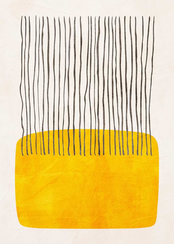 Abstract Yellow Shape with Lines
