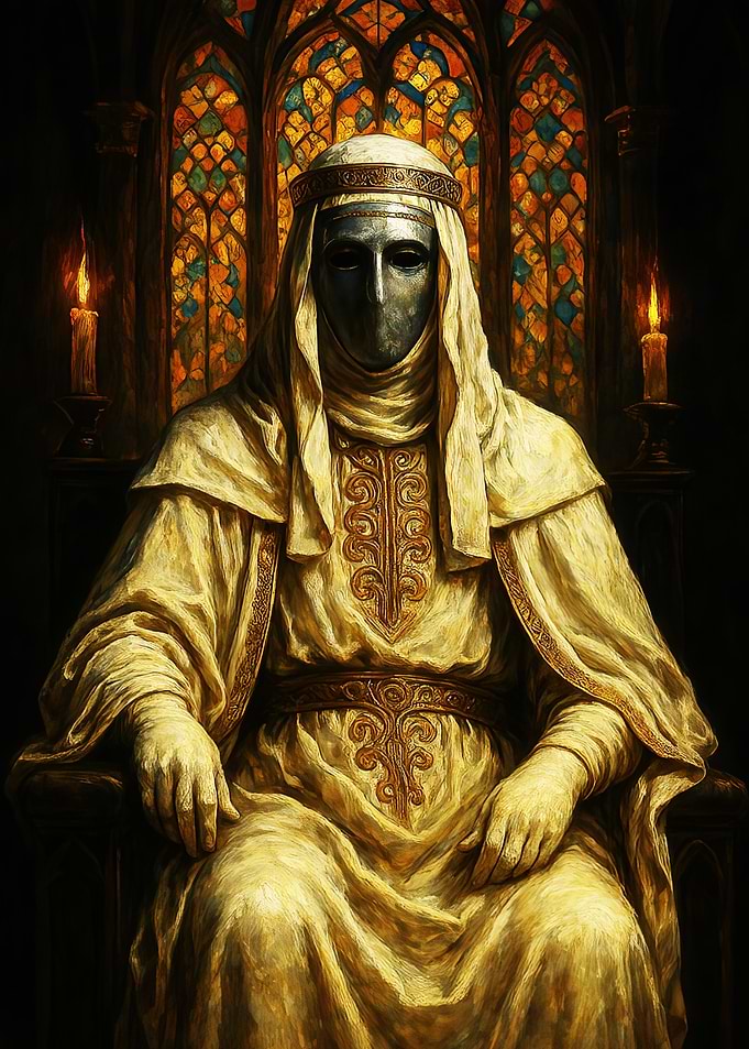 Masked figure in ornate robes