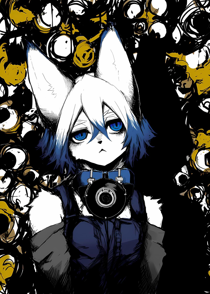 Anime Fox Girl with Blue Eyes