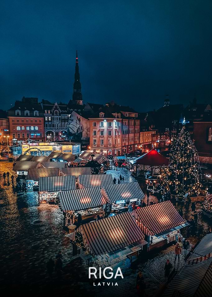 Riga Christmas Market at Night