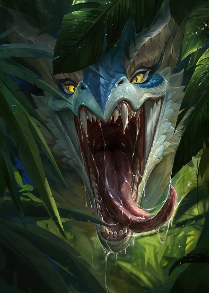 Fierce Serpent Emerging from Jungle