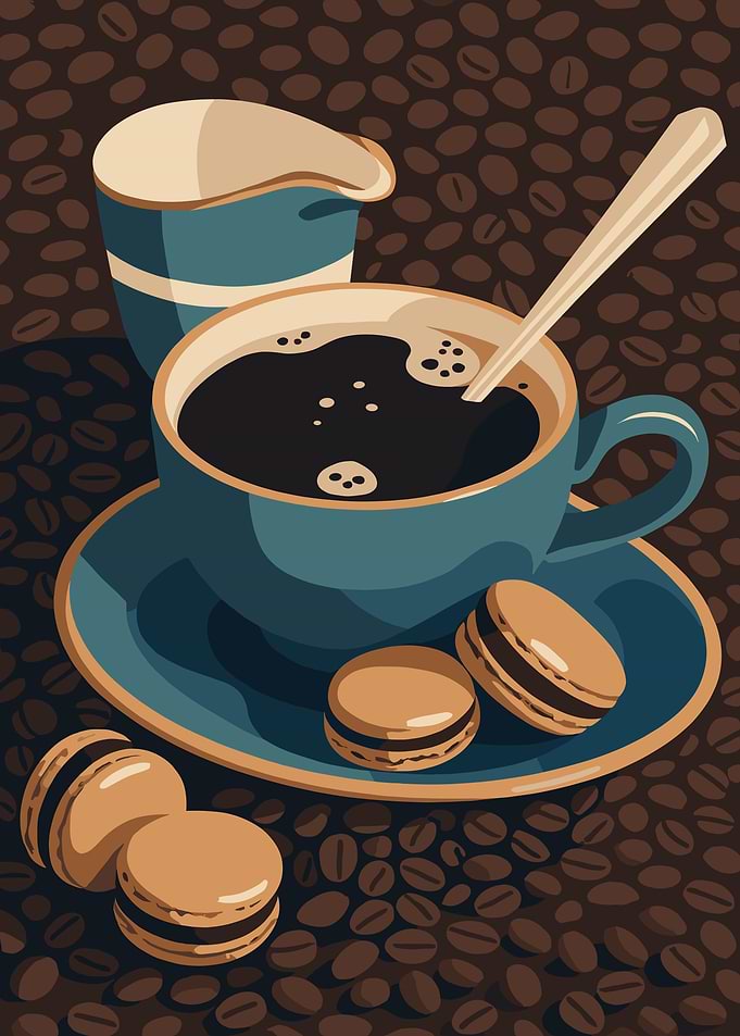Coffee and Macarons Still Life