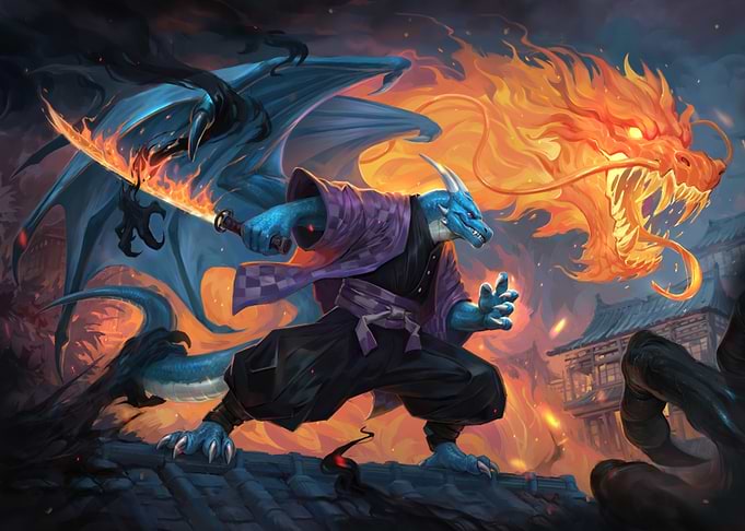 Dragon Warrior with Fiery Dragon