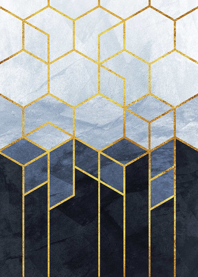 Geometric Hexagon Pattern with Marble Texture