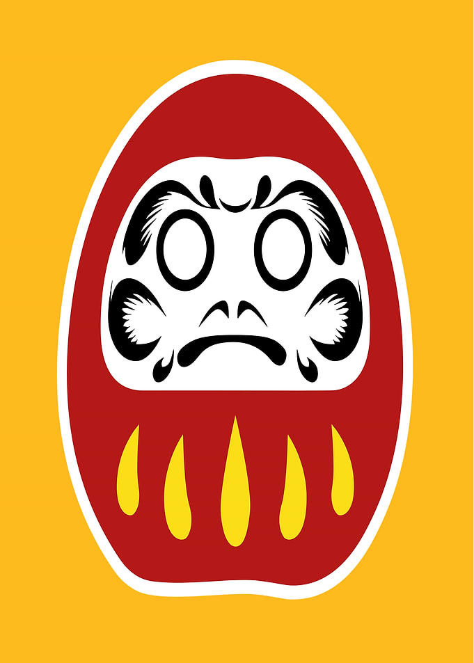 Daruma Doll with Yellow Background