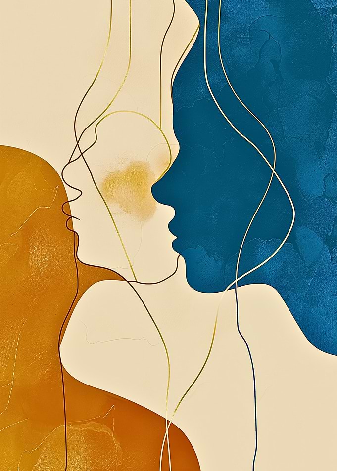 Abstract Faces Line Art