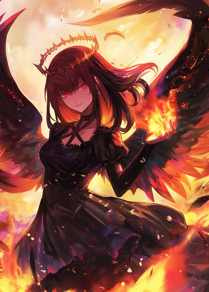 Fiery Angel with Dark Wings