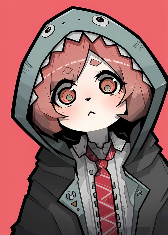 Anime Girl in Shark Hoodie