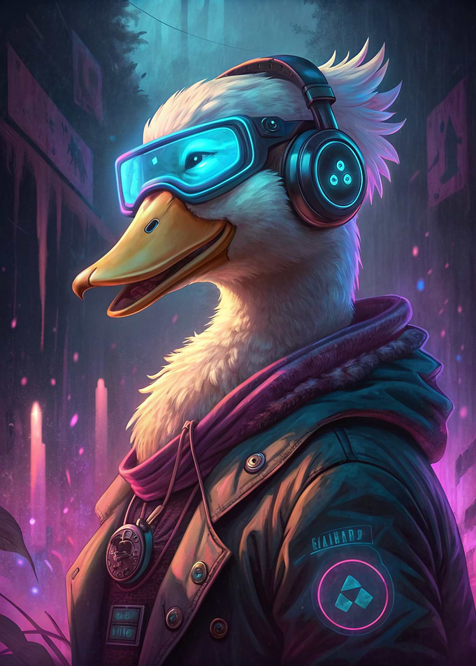 Cyberpunk Duck with VR Goggles