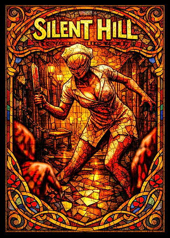 Silent Hill Nurse Stained Glass Art