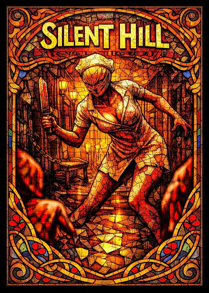 Silent Hill Nurse Stained Glass Art
