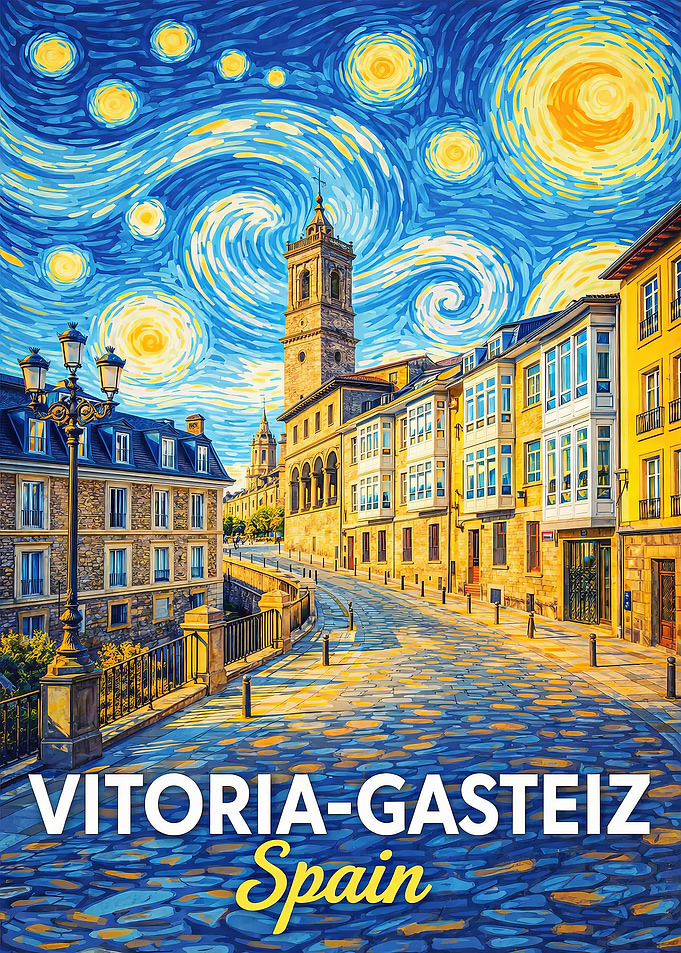 Vitoria-Gasteiz Spain Starry Night Painting