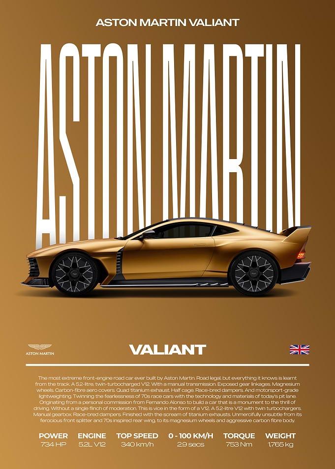 Aston Martin Valiant Car Poster
