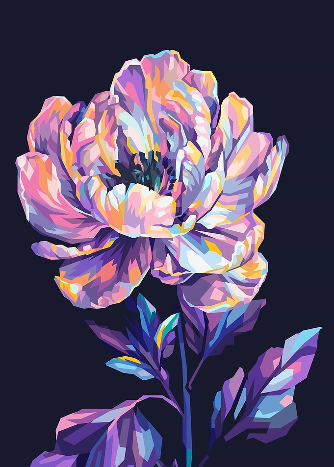 Colorful Abstract Peony Flower