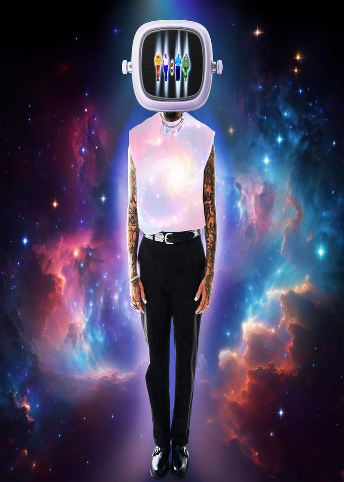 Cosmic Figure with Retro TV Head