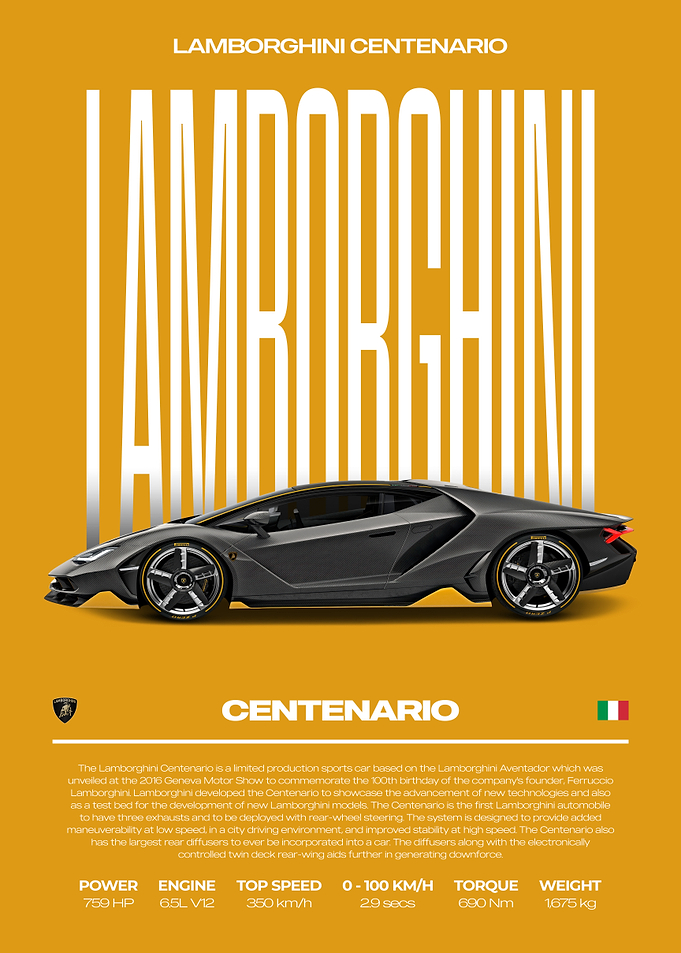 Lamborghini Centenario Car Poster
