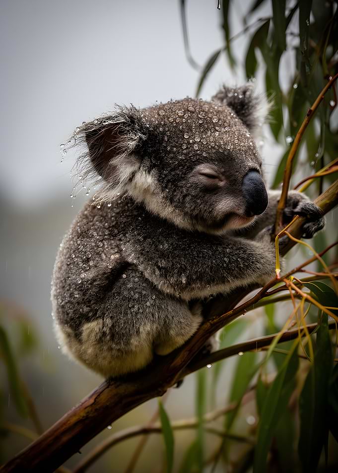 Koala in the rain