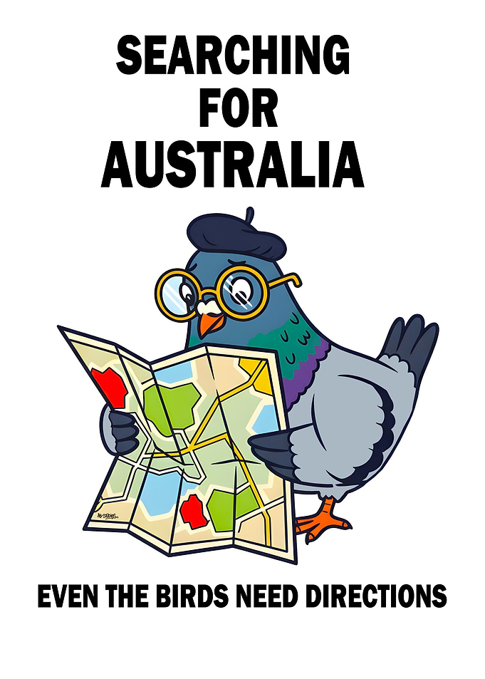 Pigeon Searching for Australia with Map