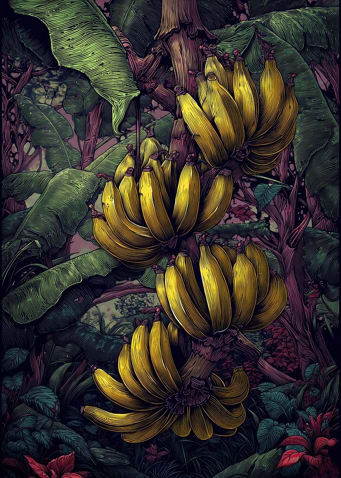 Bananas in a Lush Jungle