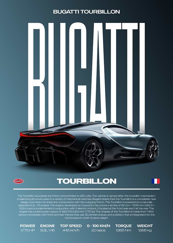 Bugatti Tourbillon Car Poster