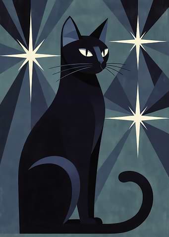 Black Cat with Starbursts