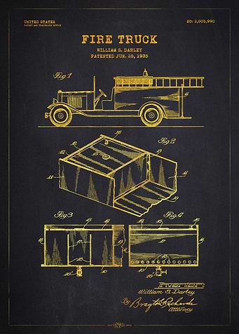 1935 Fire Truck Patent Gold