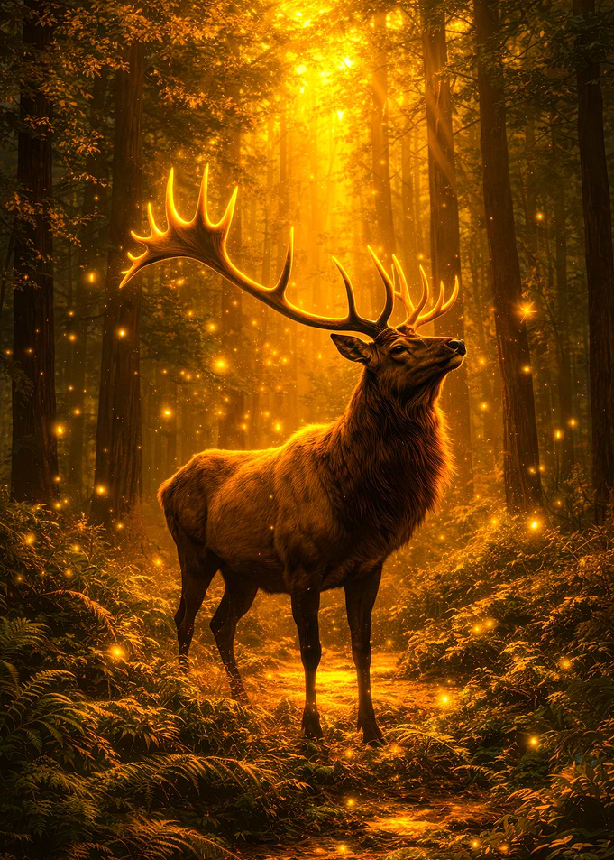 Majestic Elk in a Magical Forest