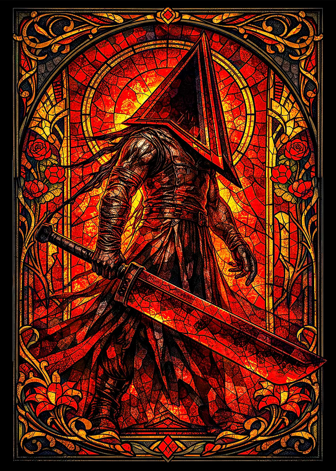 Pyramid Head Stained Glass Art
