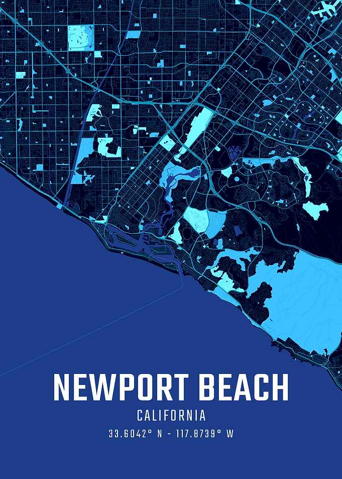 Newport Beach California Midnight City Map