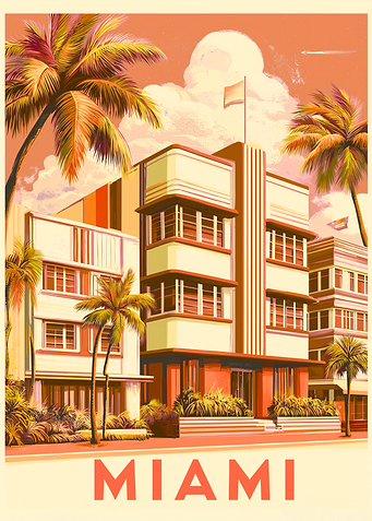Miami Art Deco Travel Poster