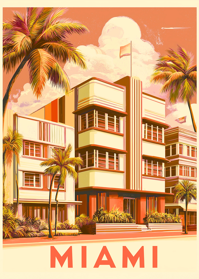 Miami Art Deco Travel Poster